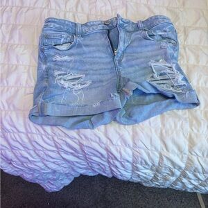 American Eagle Outfitters Light Blue Ripped Jean Shorts